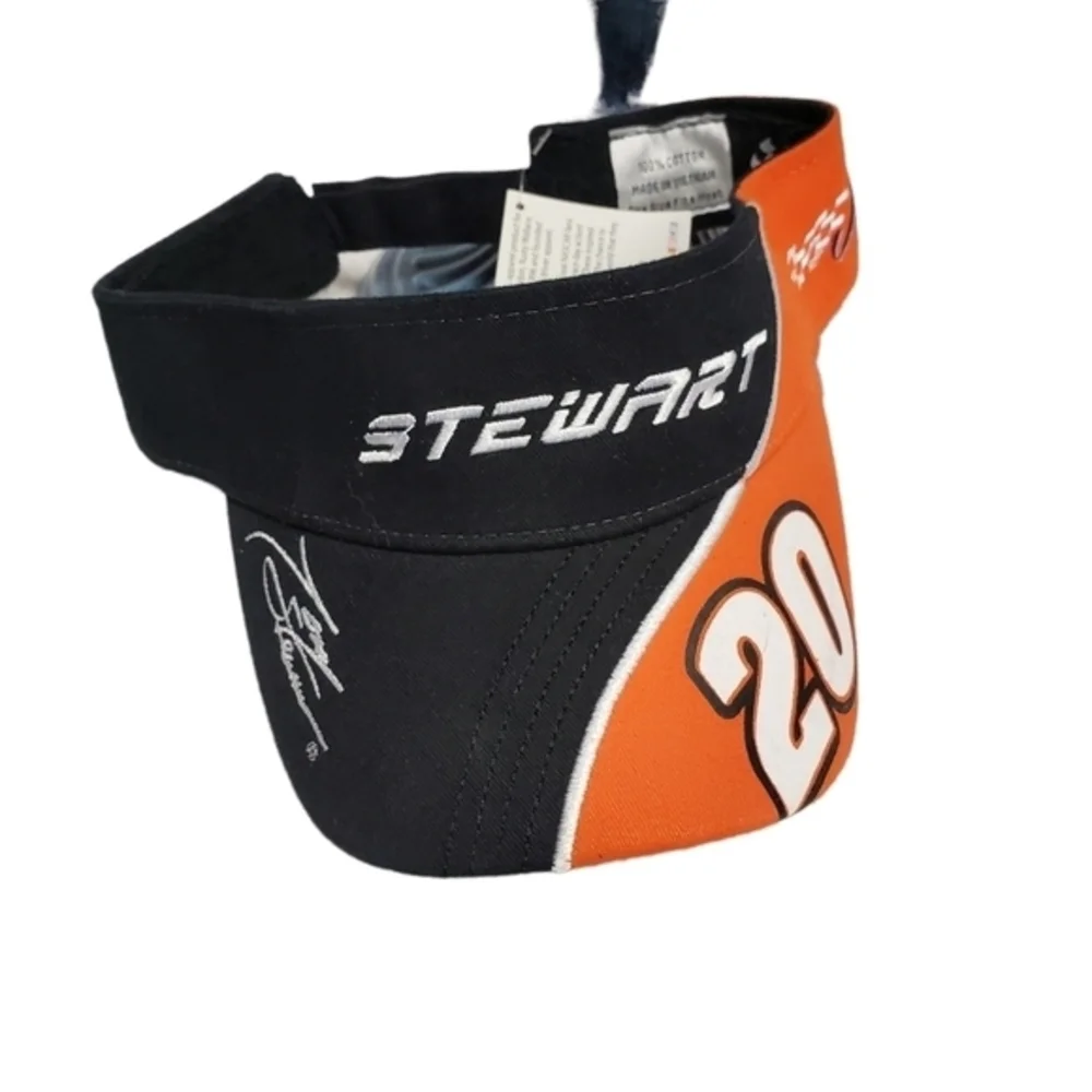 Nascar Racing Visor Stewart #20 Black Orange New‎ Adjustable